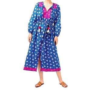 NWOT J Crew Belted Tunic Dress in Night Sky Print Size L
